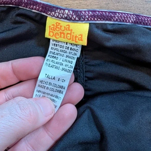 Agua Bendita Bikini Set Small Purple Feather Ribbon Embroidered Brazil Scrunch - Picture 12 of 15